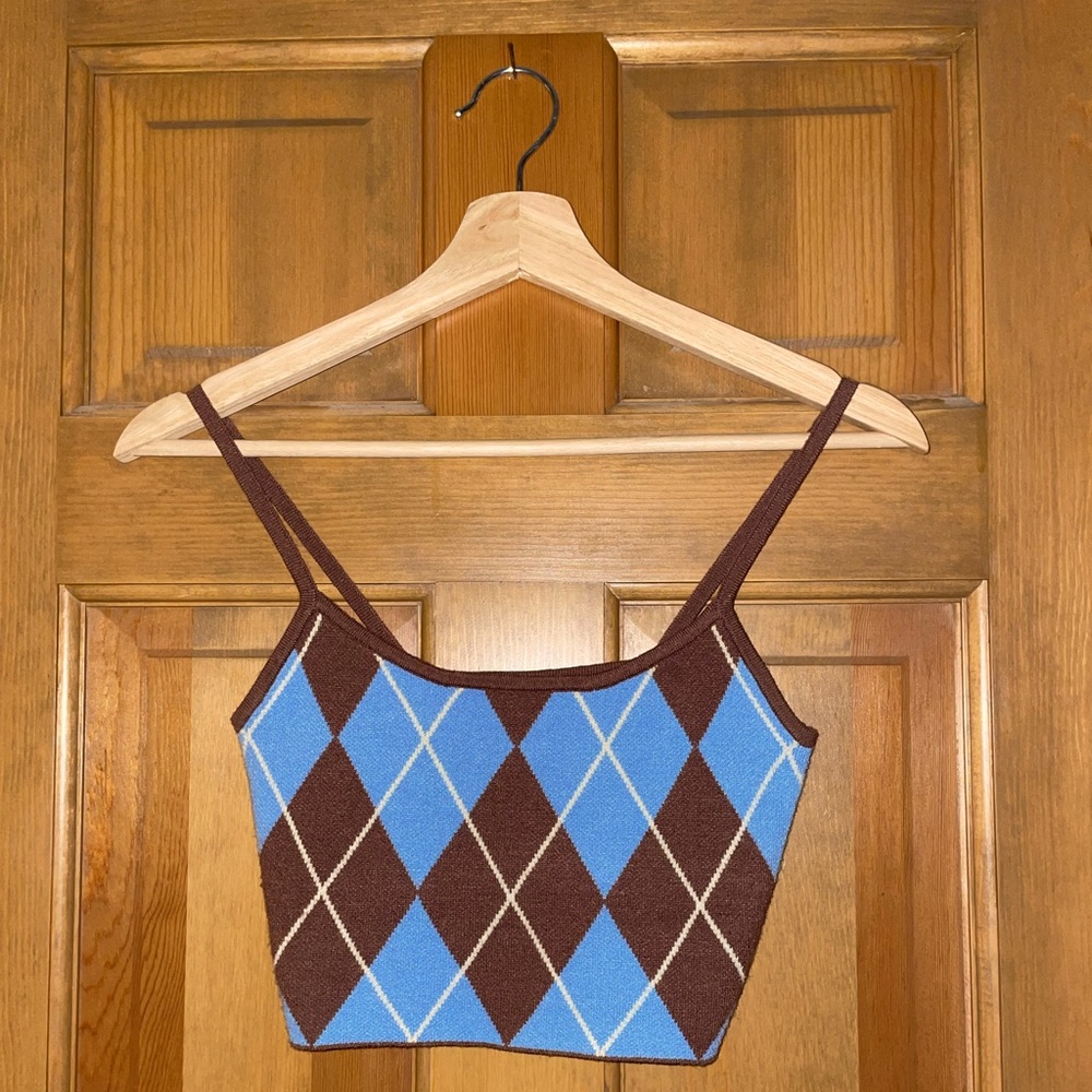 Kendall and Kylie argyle crop top
